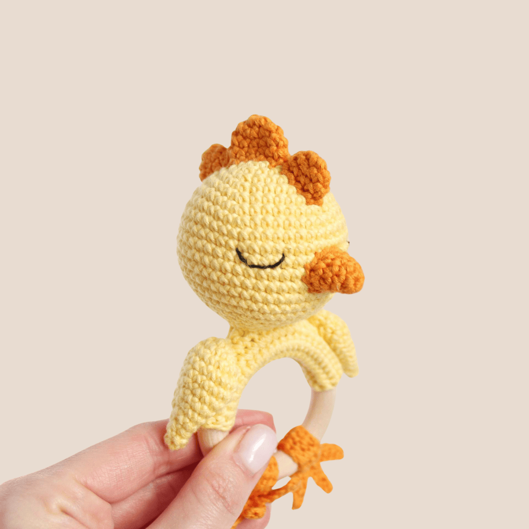 Cotton Craft knitted baby rattle toy Hand Knitted Chick Rattle Toy Personalized and custom baby gifts