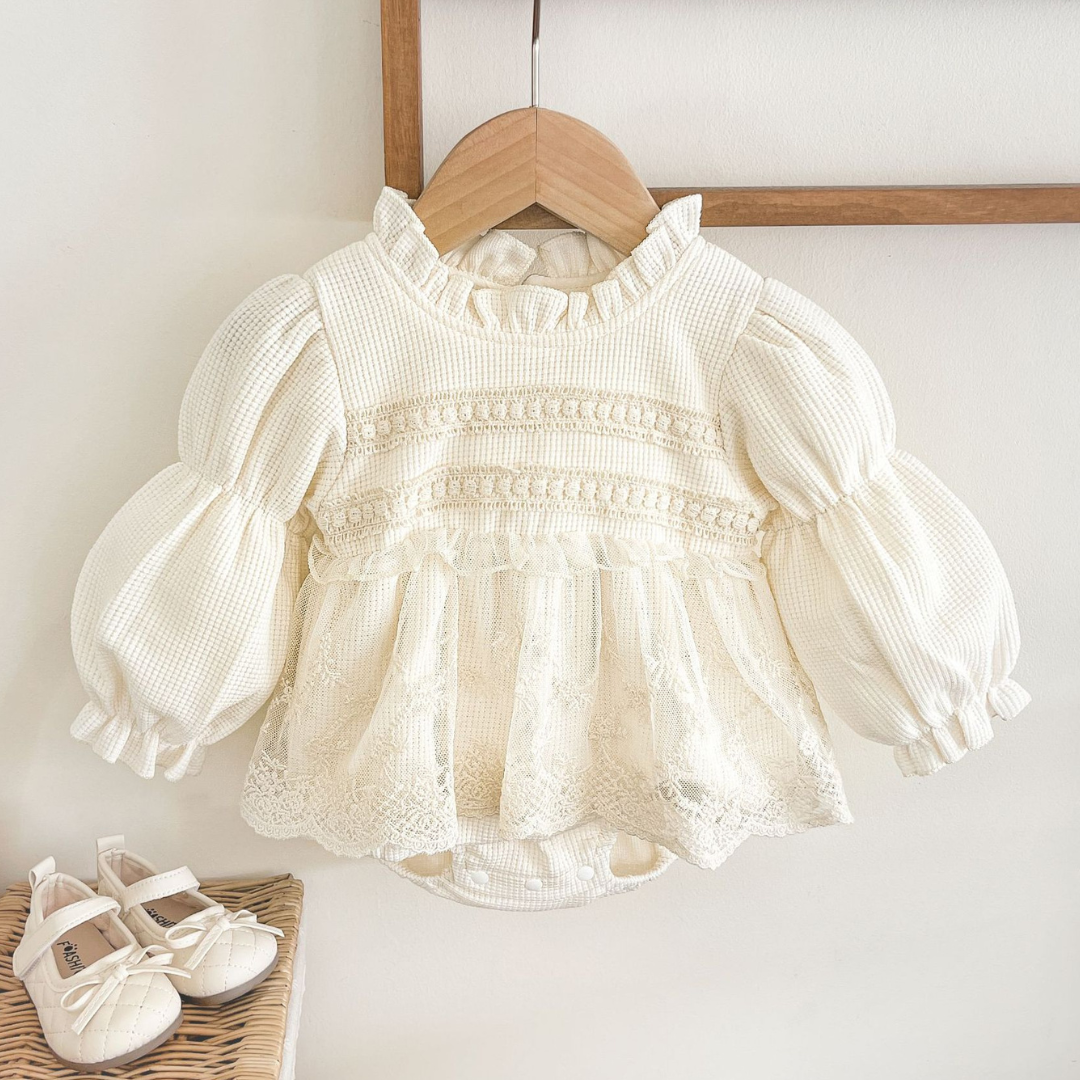 Heirloom Lace Cotton Blend Ivory Baby Romper