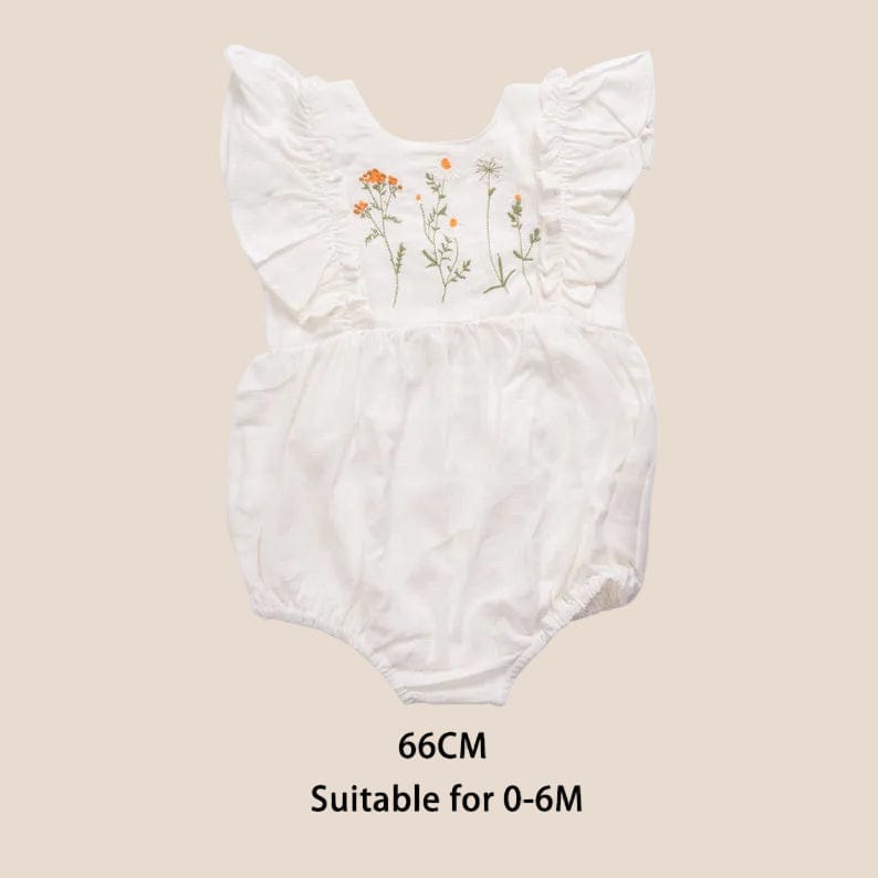Cotton Craft baby apparel Wildflower Embroidered Baby Girl Romper – 3-6 Months Personalized and custom baby gifts