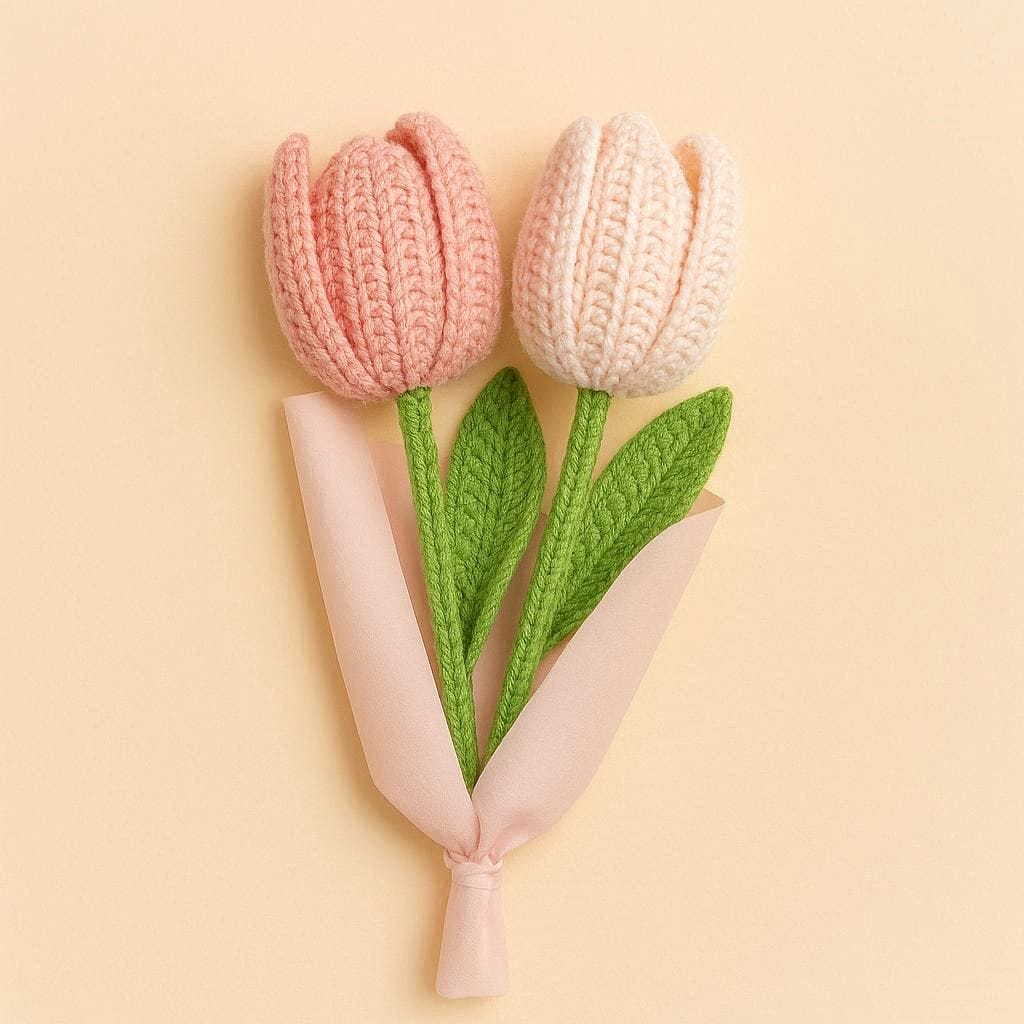 Cotton Craft Crochet Flowers Forever Bloom Crochet Tulips – Gift Add-On for Newborn Gift Boxes Personalized and custom baby gifts