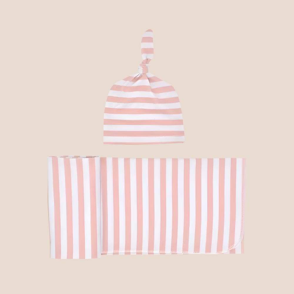 Cotton Craft baby blanket set Striped Newborn Receiving Blanket & Cap Bundle Personalized and custom baby gifts