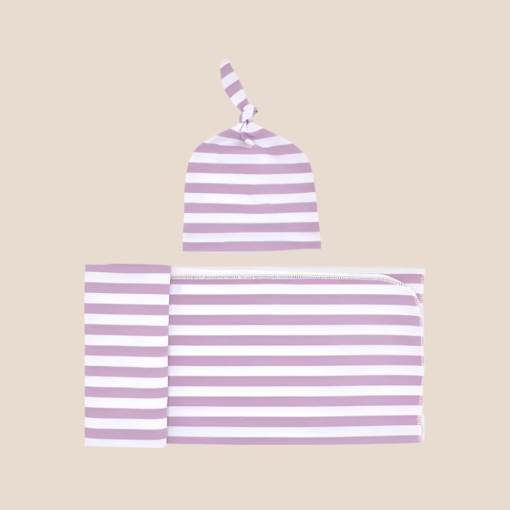 Striped Newborn Receiving Blanket & Cap Bundle