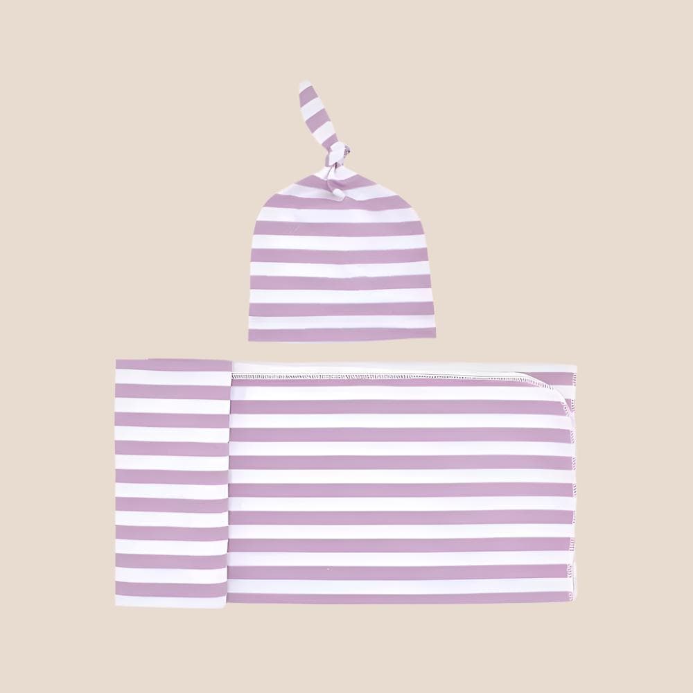 Cotton Craft baby blanket set Striped Newborn Receiving Blanket & Cap Bundle Personalized and custom baby gifts