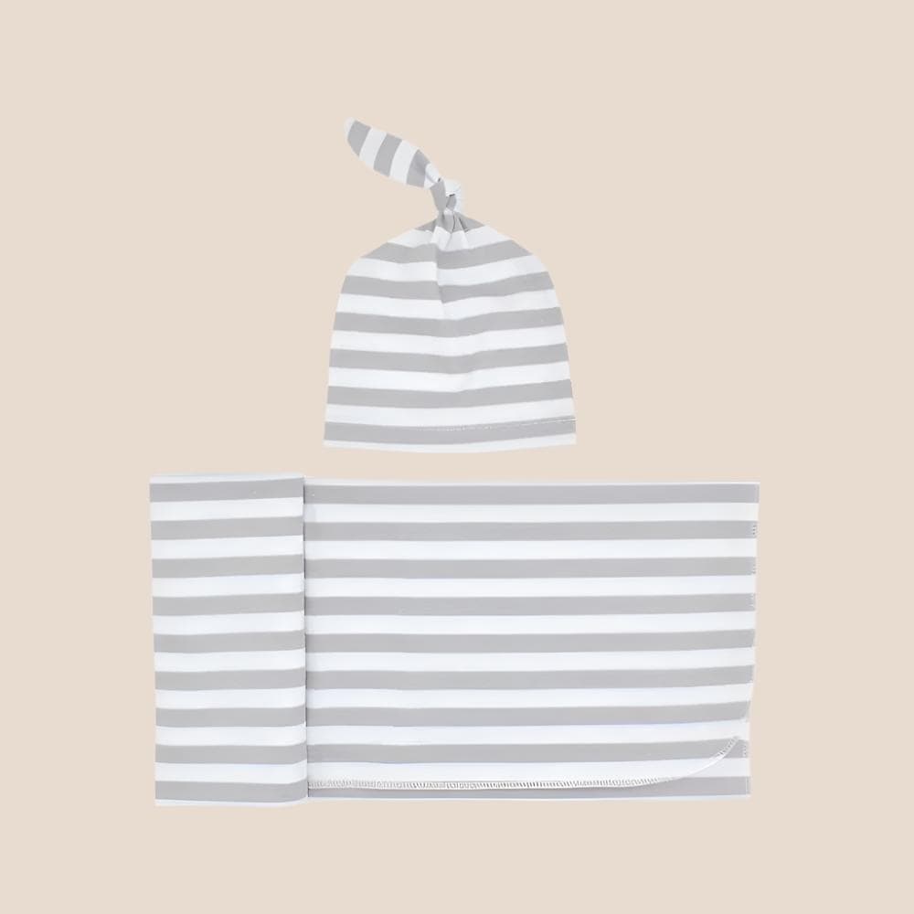 Cotton Craft baby blanket set Striped Newborn Receiving Blanket & Cap Bundle Personalized and custom baby gifts
