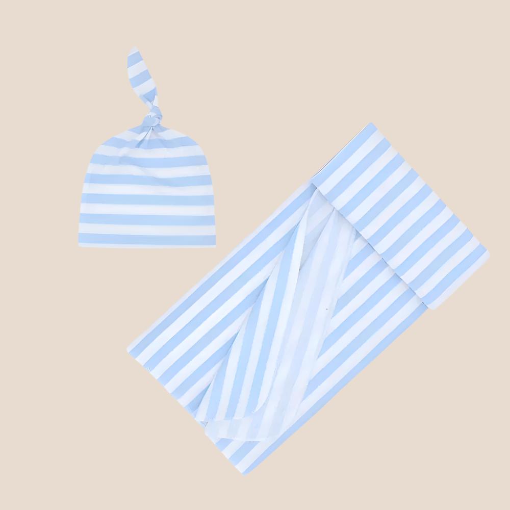 Striped Newborn Receiving Blanket & Cap Bundle