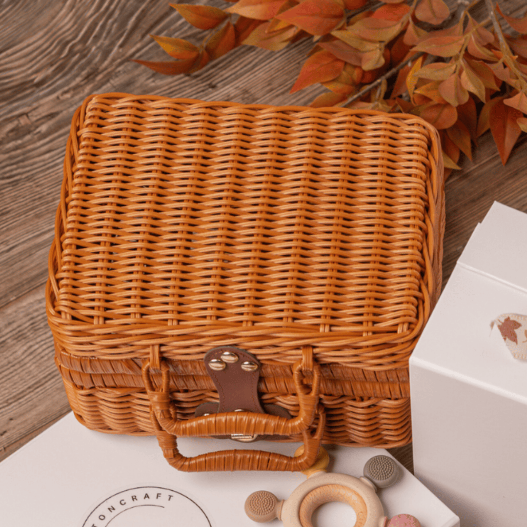 Cotton Craft Heirloom Petite Wicker Gift Basket Personalized and custom baby gifts