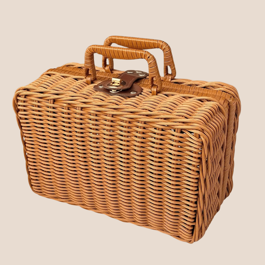 Cotton Craft Gift Basket Heirloom Honey Wicker Baby Gift Case with Handle Personalized and custom baby gifts