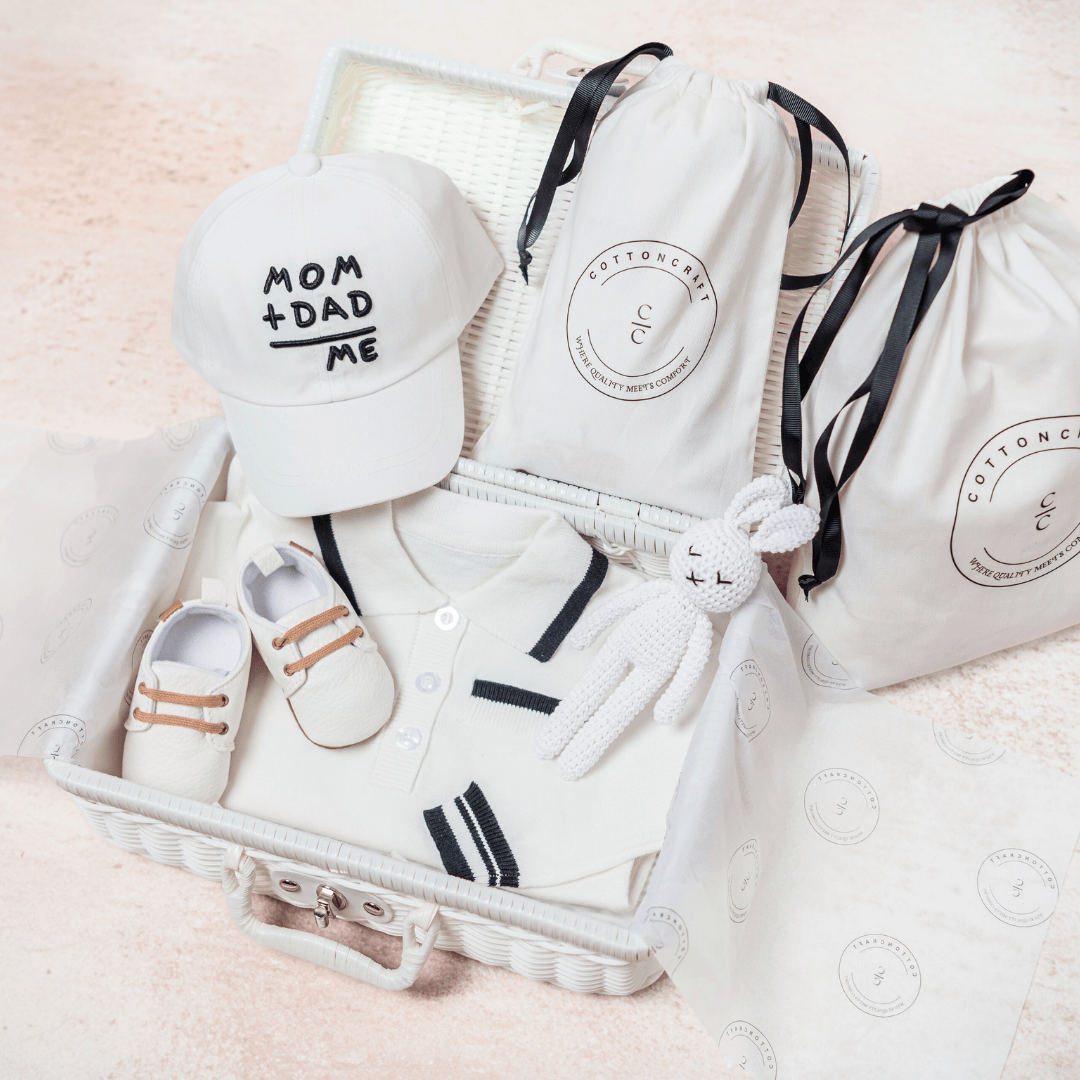 Cotton Craft Gift Basket Handmade Heirloom Wicker Baby Gift Basket Personalized and custom baby gifts