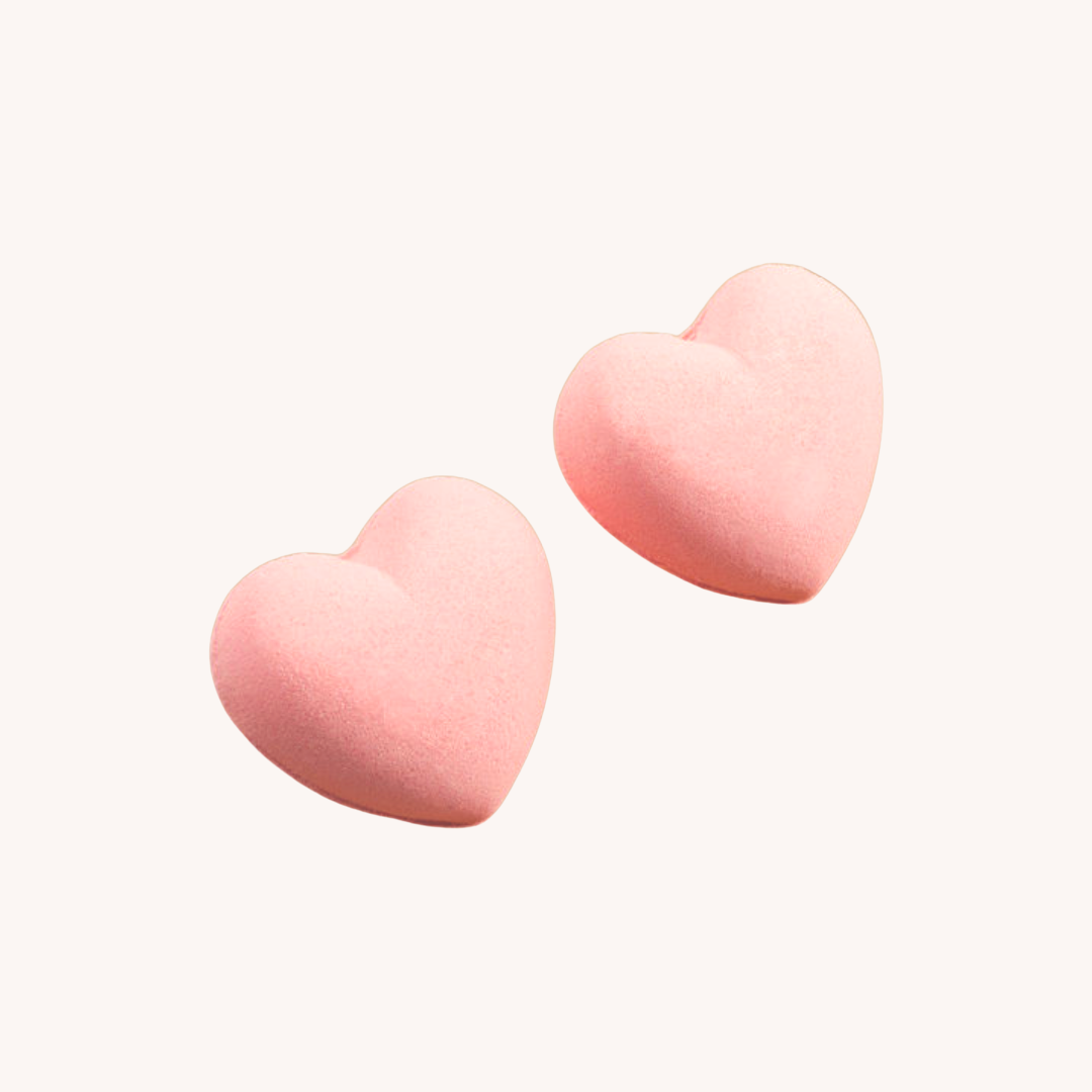 Pink heart shaped bath bombs for mom comfort and care baby shower gift