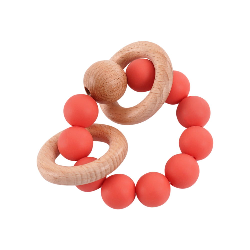 Natural Wooden and Silicone Baby Teether Ring