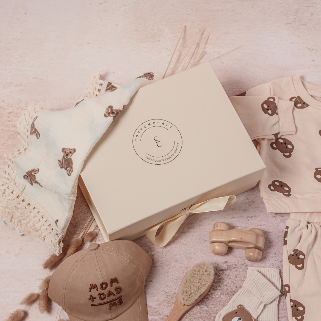 Luxe Beige Magnetic Gift Box with Ribbon Closure