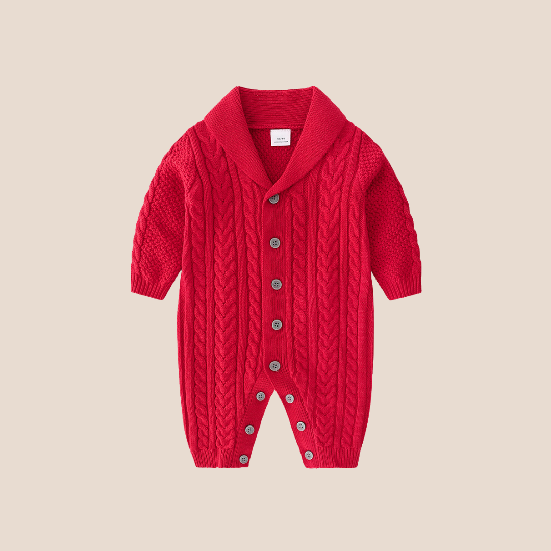 Holiday Button-Up Sweater Romper (0–6 Months)