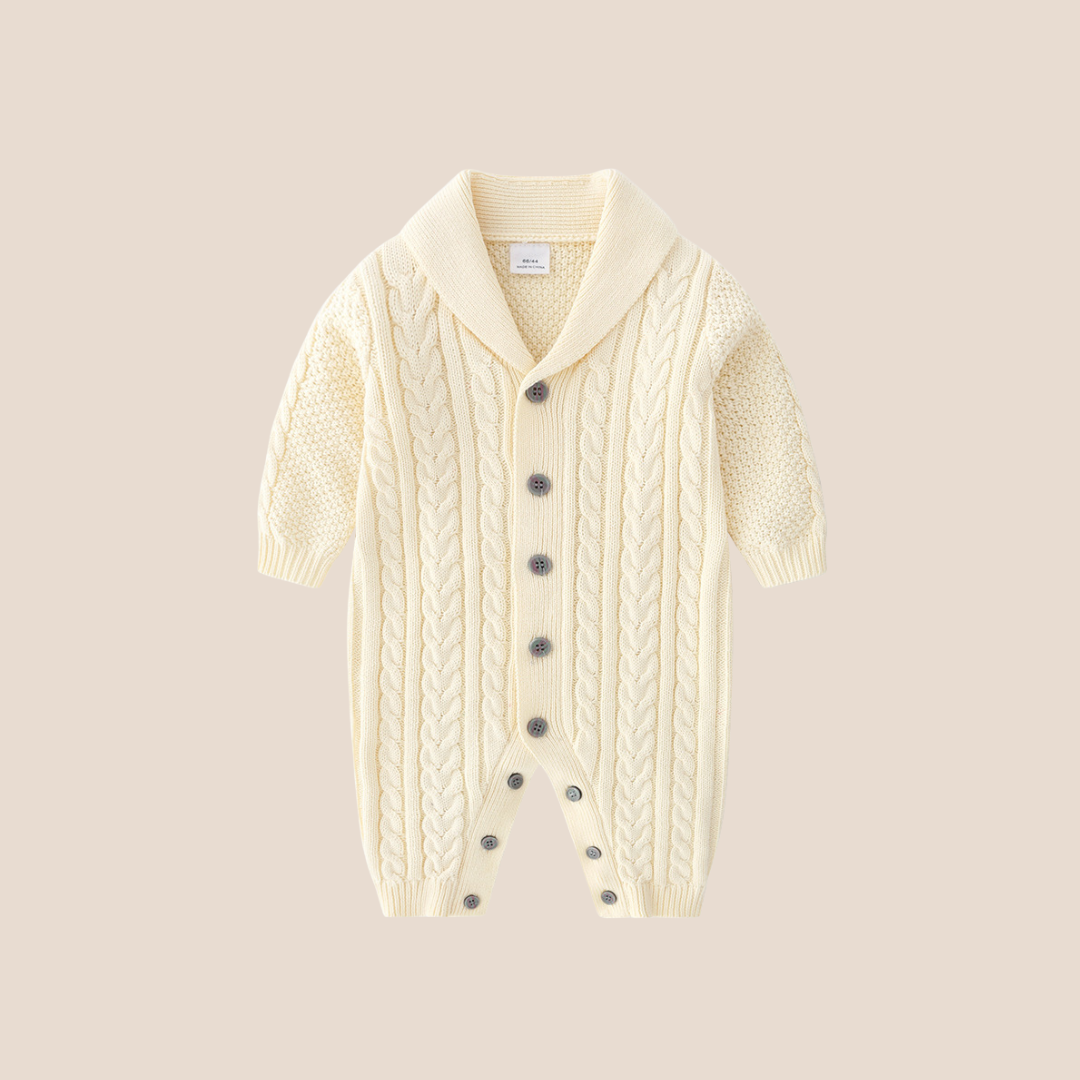 Holiday Button-Up Sweater Romper (0–6 Months)