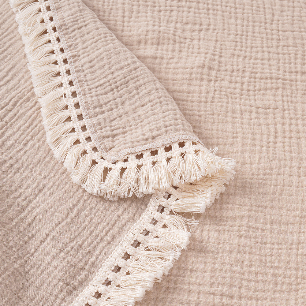 Fringed Cotton Swaddle Blanket