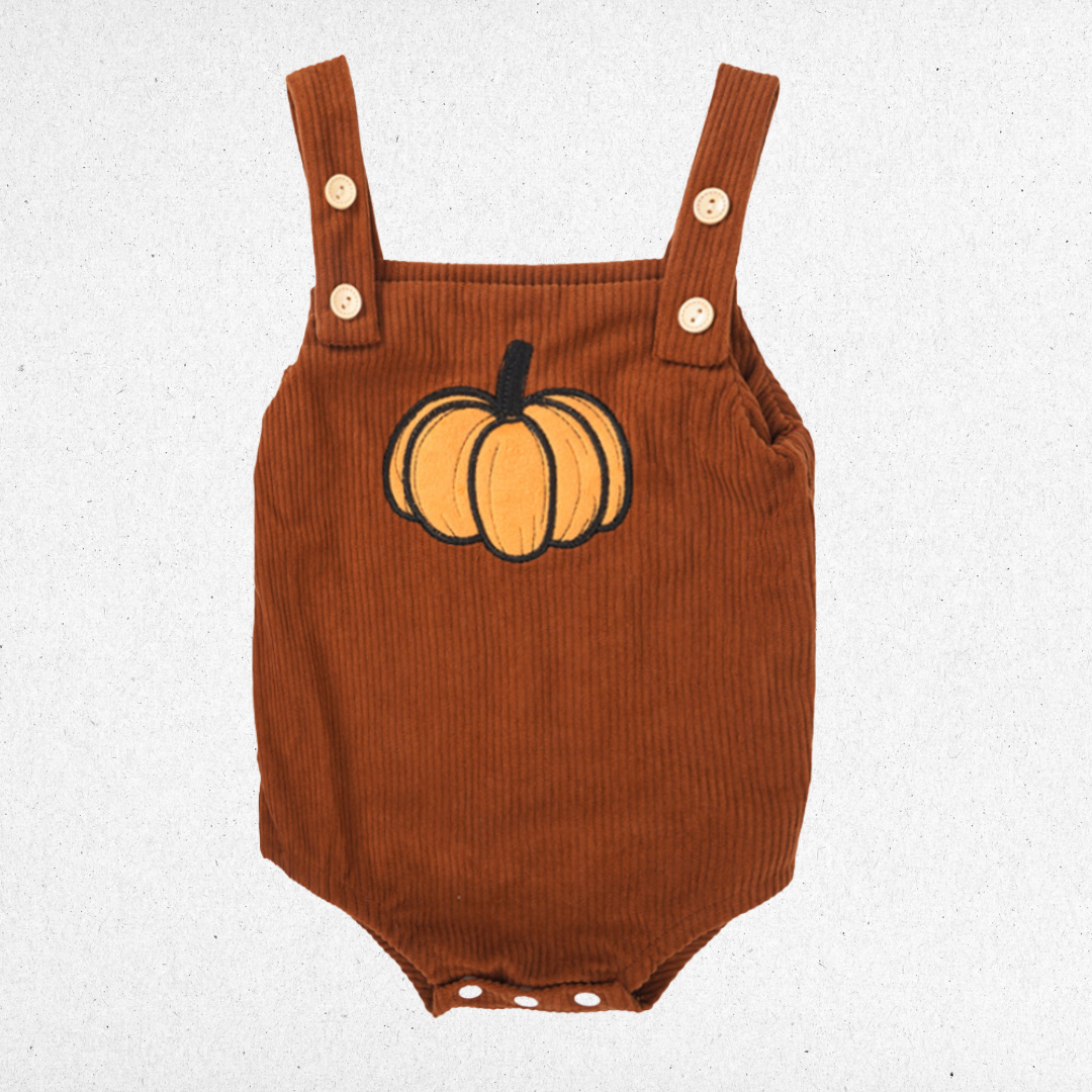 pumkin fall brown baby corduroy romper