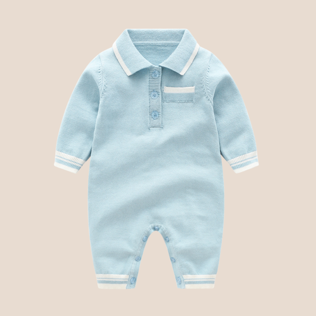 Cotton Baby Boy Polo Romper (0-6 Months)