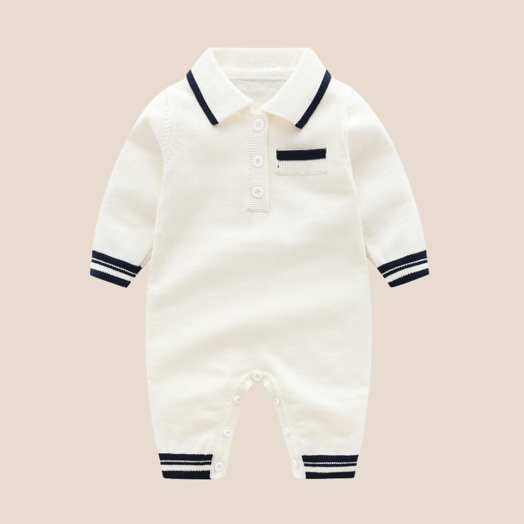 Cotton Baby Boy Polo Romper (0-6 Months)