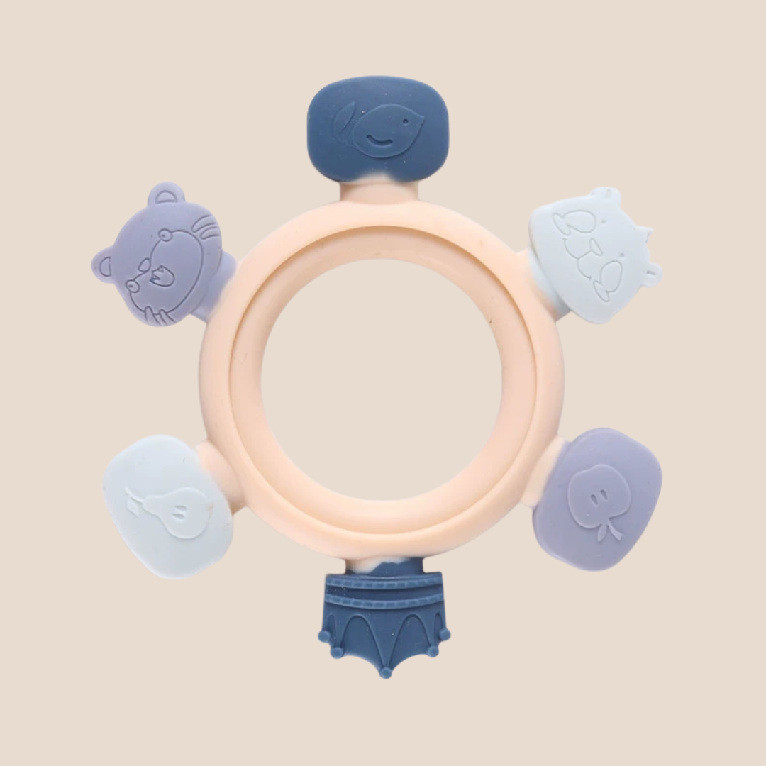 silicone baby teether multi texture BPA free infant teething ring