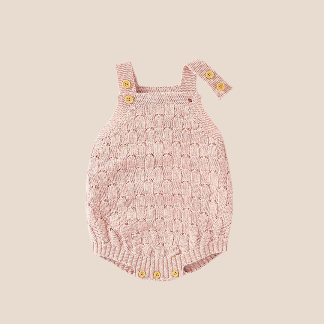 SnuggleKnit Baby Romper – Adjustable Cotton Knit One-Piece (0–6 Months)
