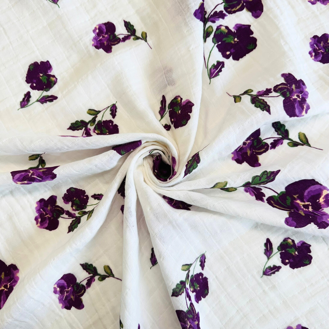Floral Bamboo Cotton Muslin Baby Swaddle Blanket