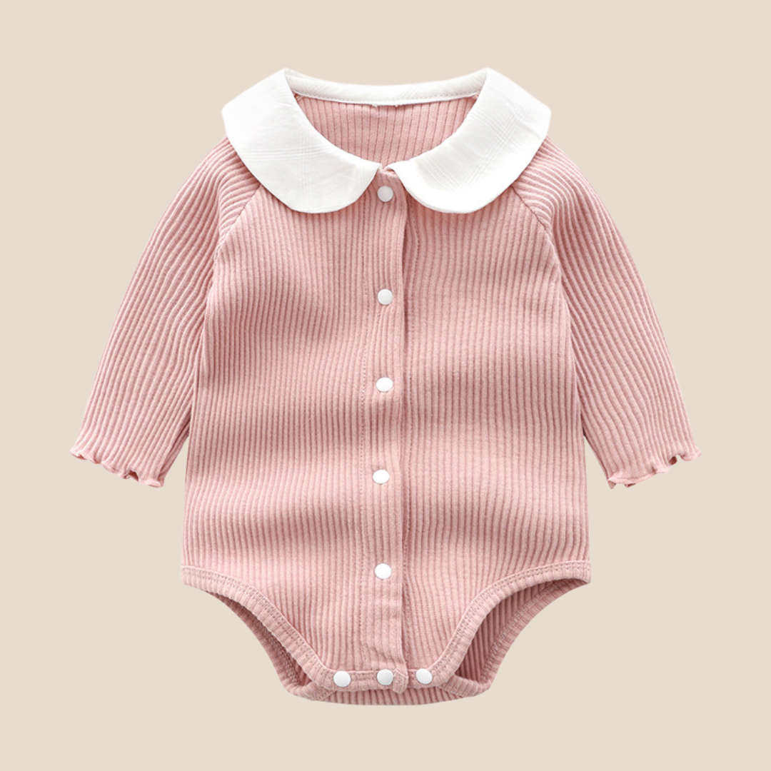 Cotton Knit Ribbed Baby Girl Romper 0-6 Months