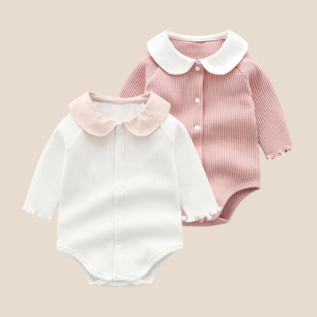 Cotton Knit Ribbed Baby Girl Romper 0-6 Months