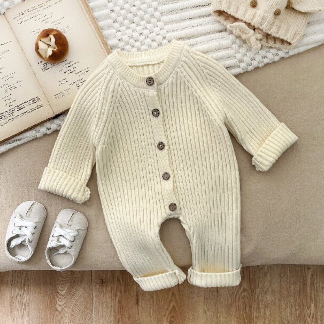 Classic Ribbed Cotton Knit Sweater Baby Romper