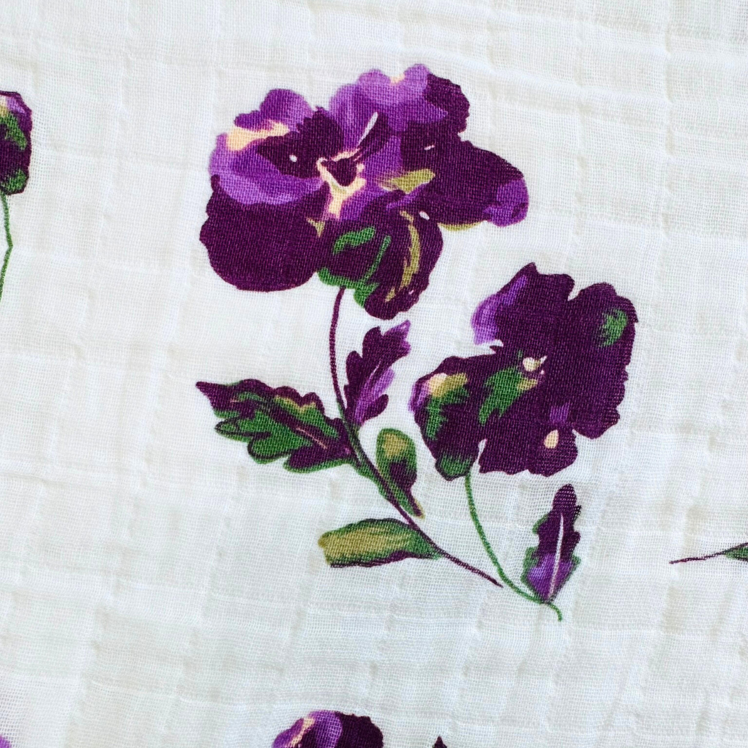 Floral Bamboo Cotton Muslin Baby Swaddle Blanket
