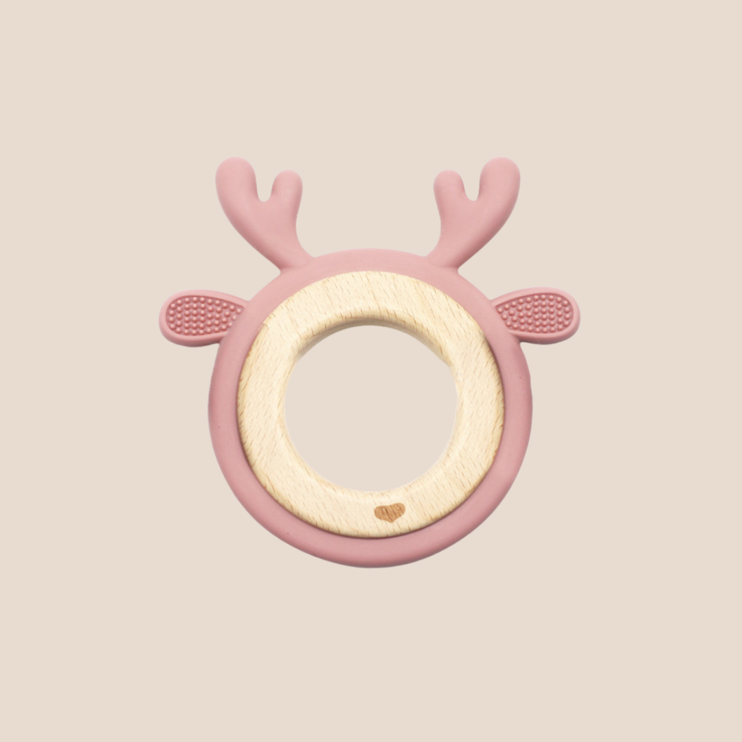 Reindeer Silicone & Beechwood Teether