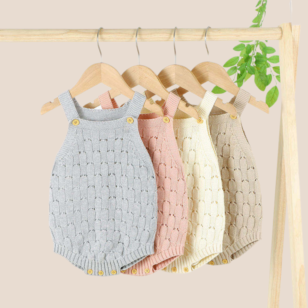 SnuggleKnit Baby Romper – Adjustable Cotton Knit One-Piece (0–6 Months)