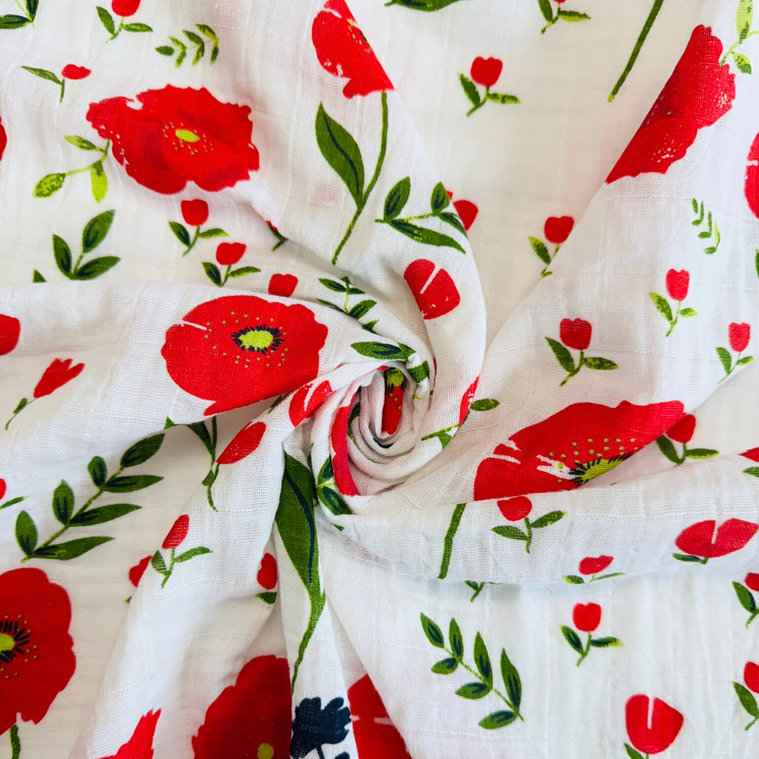Floral Bamboo Cotton Muslin Baby Swaddle Blanket