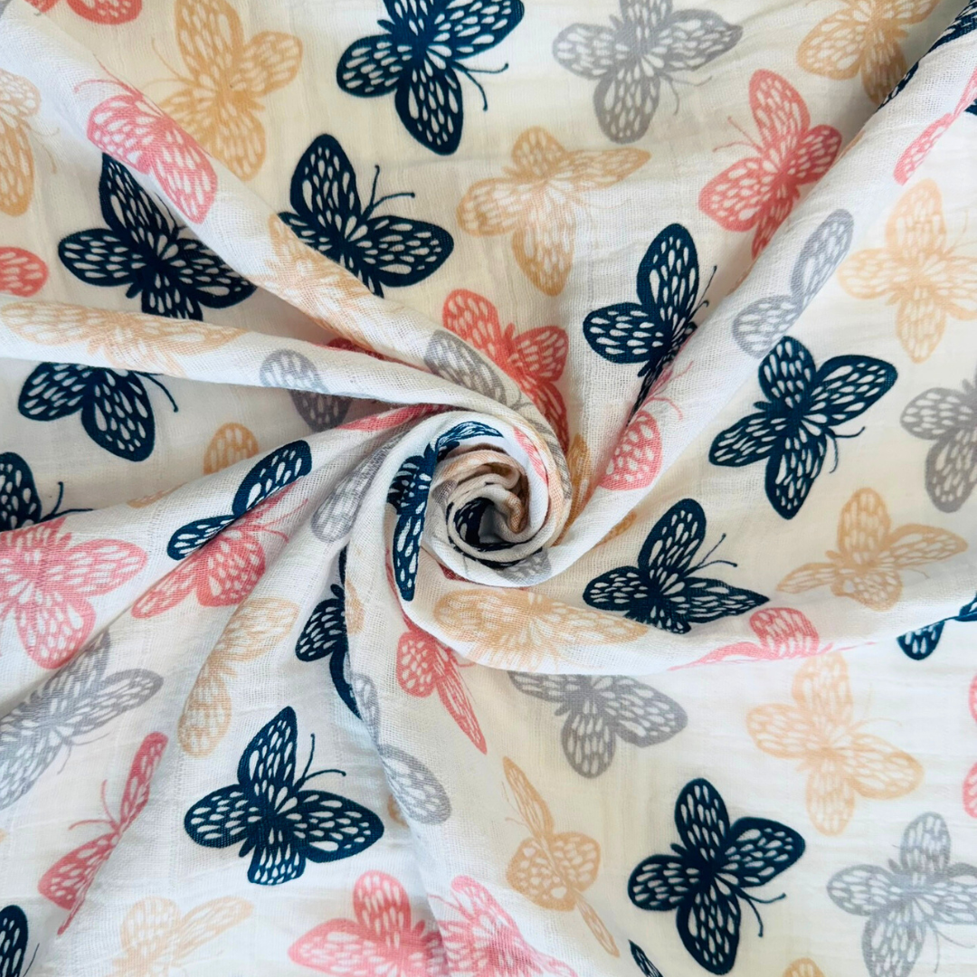 Butterfly Dreams Cotton Muslin Baby Swaddle Blanket