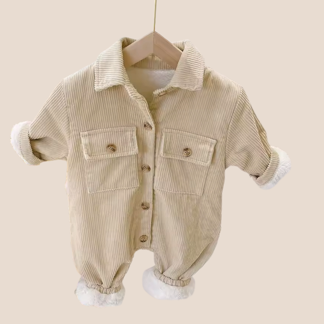 Collared Corduroy Full Sleeve Baby Romper Outfit 