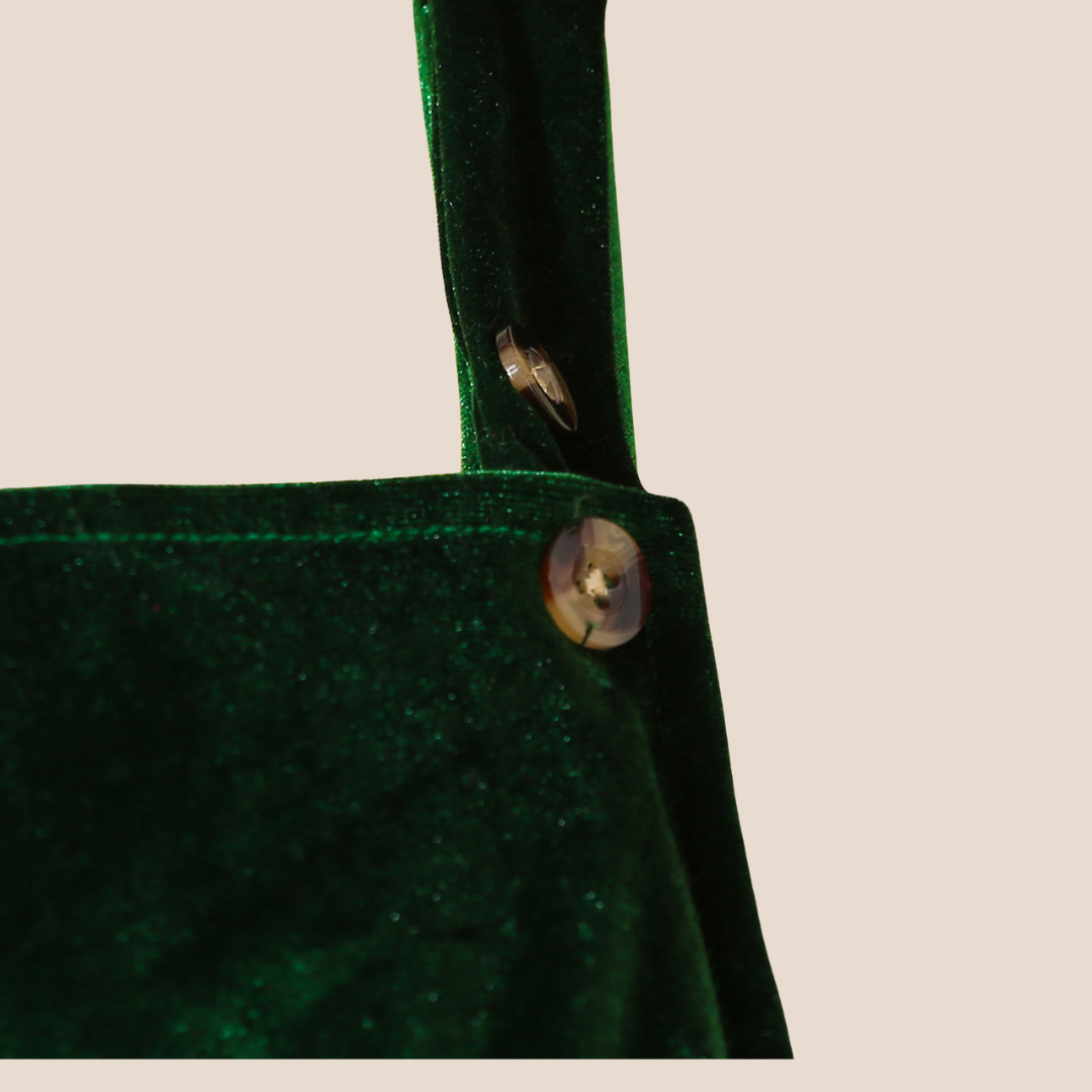 Emerald Velvet & Cotton Holiday Suspender Baby Skirt Set