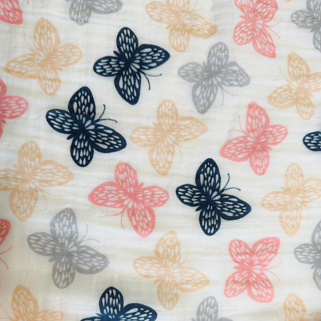 Butterfly Dreams Cotton Muslin Baby Swaddle Blanket