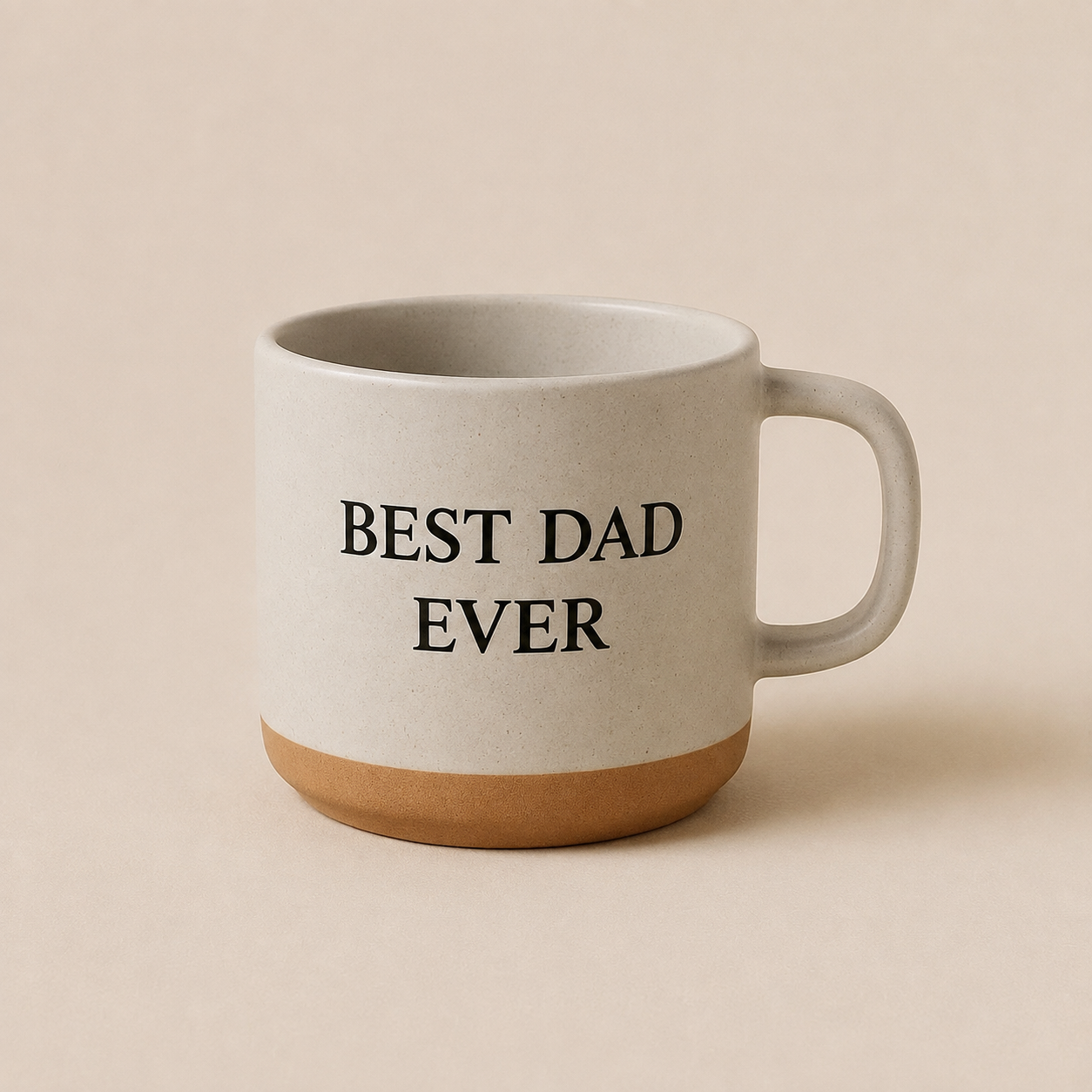 Cotton Craft Best Dad Ever ceramic mug with cream speckled finish and terracotta base