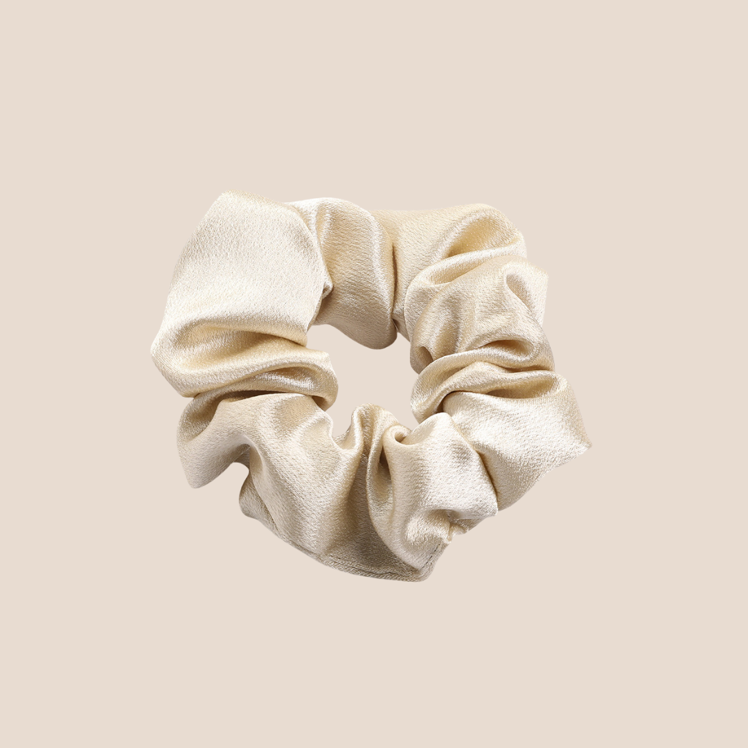 luxury satin scrunchie neutral champagne hair accessory