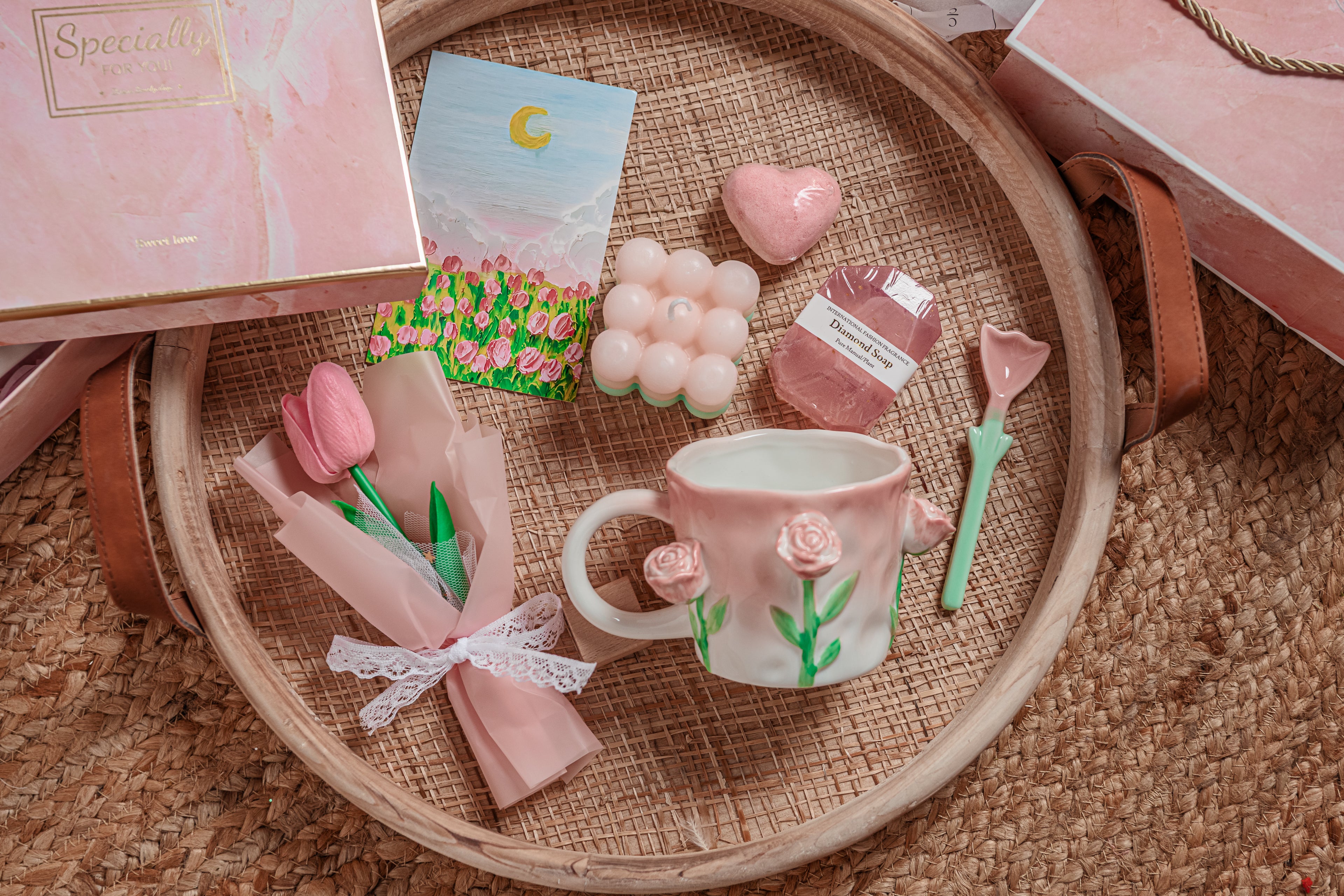 Mom Comfort & Care Gift Bundle with Floral Mug & Spa Essentials