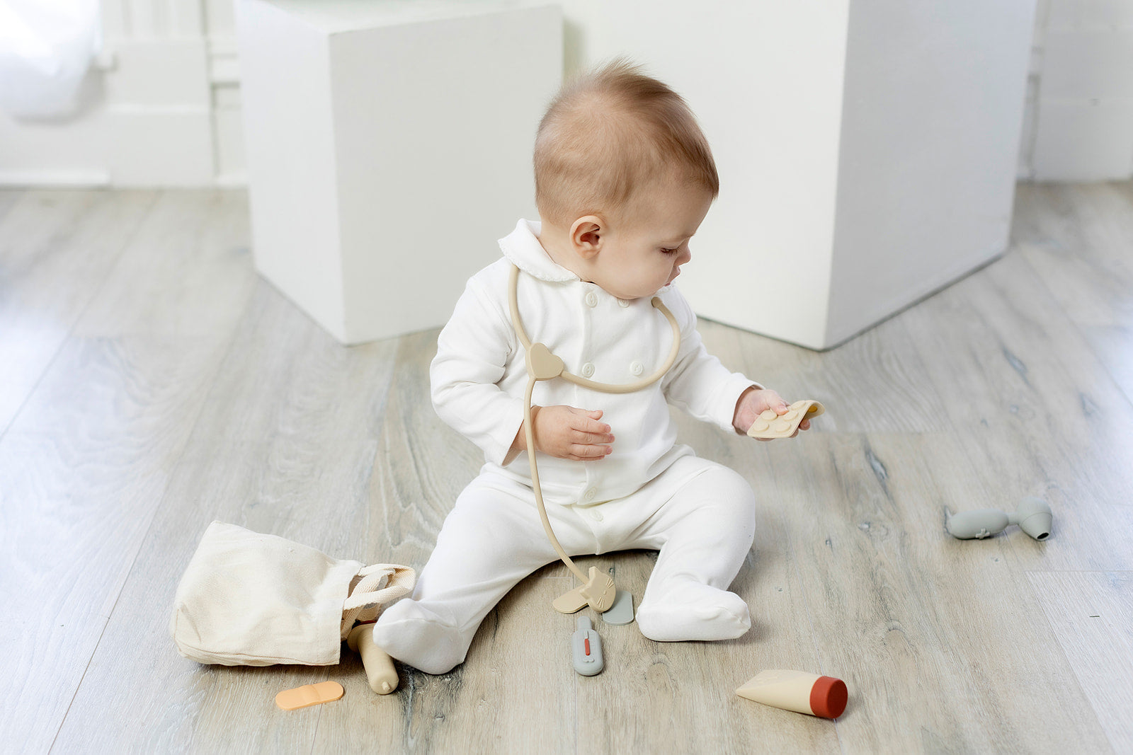 Montessori Pretend Play Silicone Doctor Playset with Canvas Tote