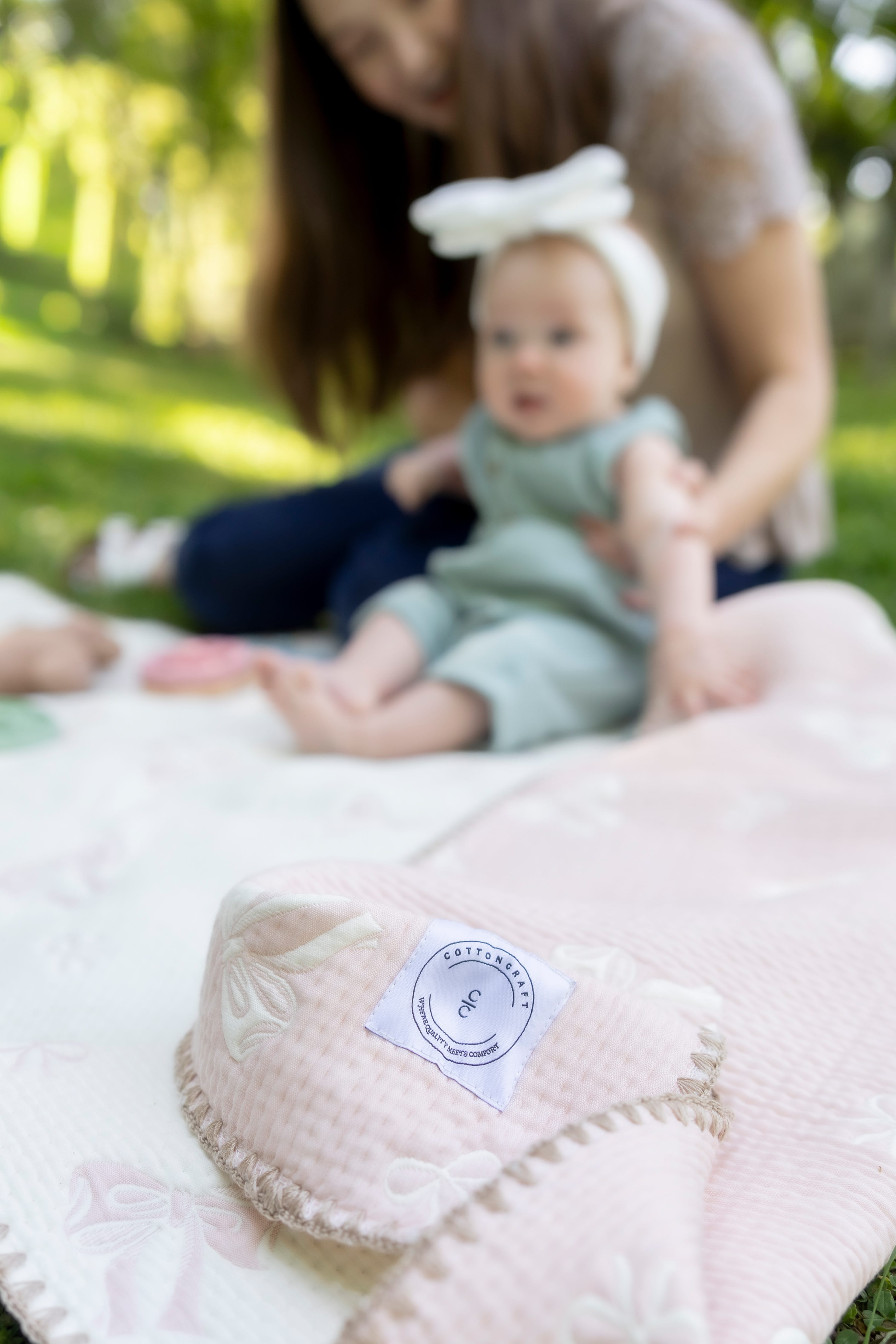 Cotton Craft baby blanket Pink Bow Quilted Reversible Baby Blanket – Soft Cotton & Cozy Fleece Personalized and custom baby gifts