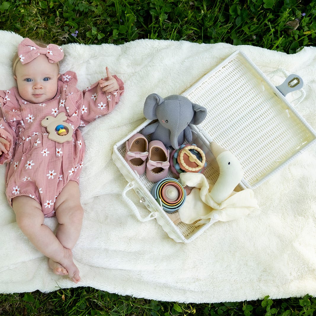 Cotton Craft Gift Basket Handmade Heirloom Wicker Baby Gift Basket Personalized and custom baby gifts