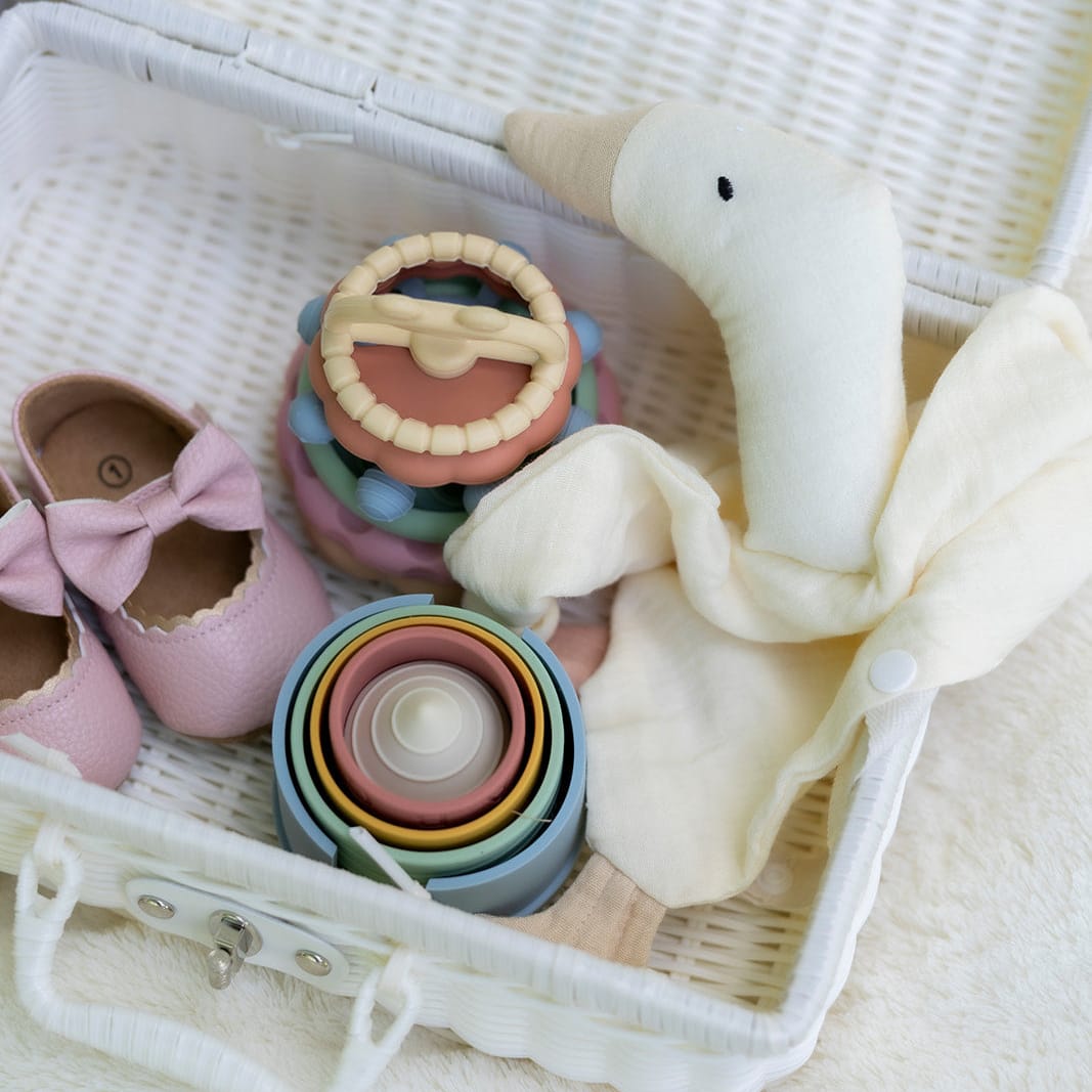 Cotton Craft Gift Basket Handmade Heirloom Wicker Baby Gift Basket Personalized and custom baby gifts