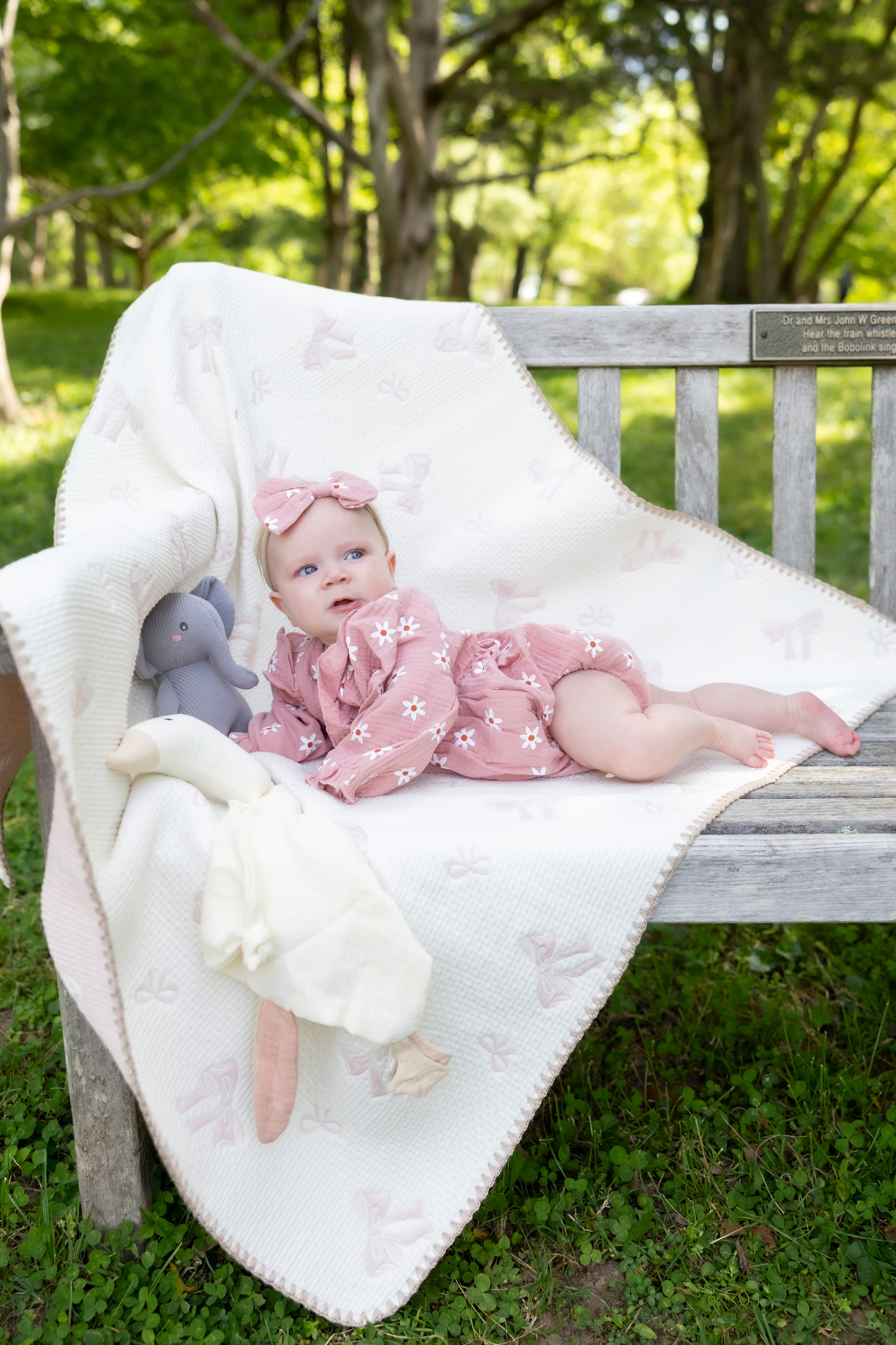 Cotton Craft baby blanket Pink Bow Quilted Reversible Baby Blanket – Soft Cotton & Cozy Fleece Personalized and custom baby gifts