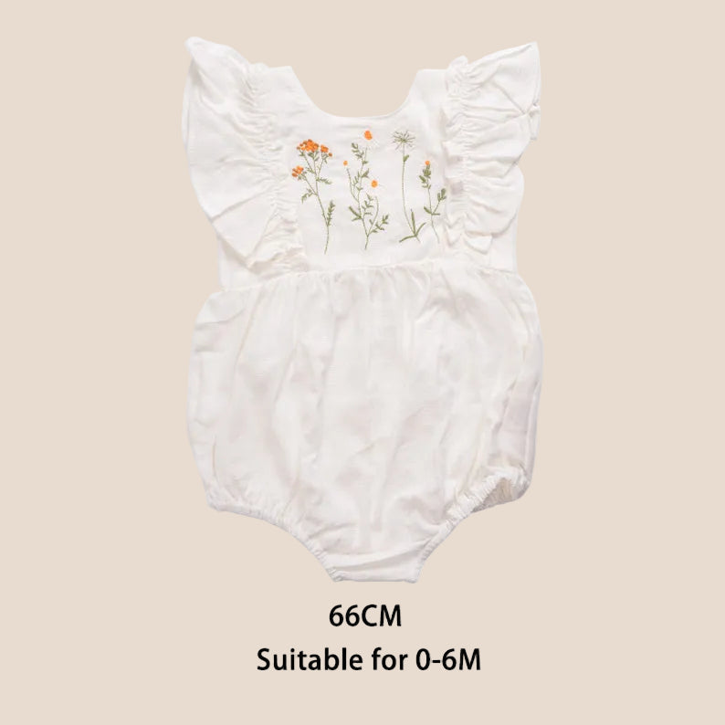 Wildflower Embroidered Baby Girl Romper