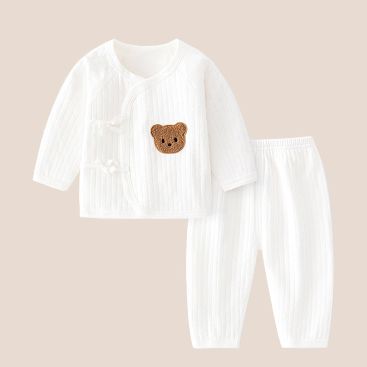 Luxury newborn cotton outfit with embroidered bear detail